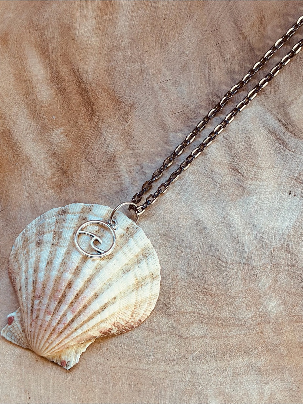 Wildwood NJ Seashell Necklace Real Beach Shell Wave Charm Coastal Jewelry Rare